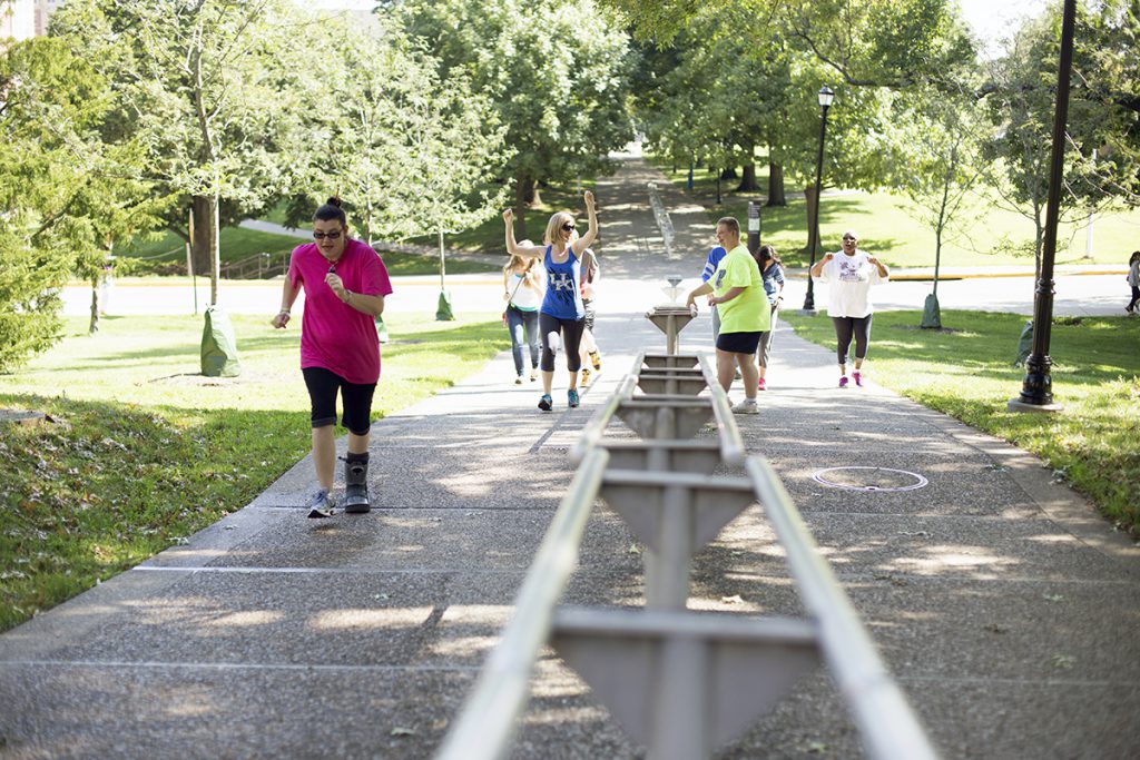 People exercising.