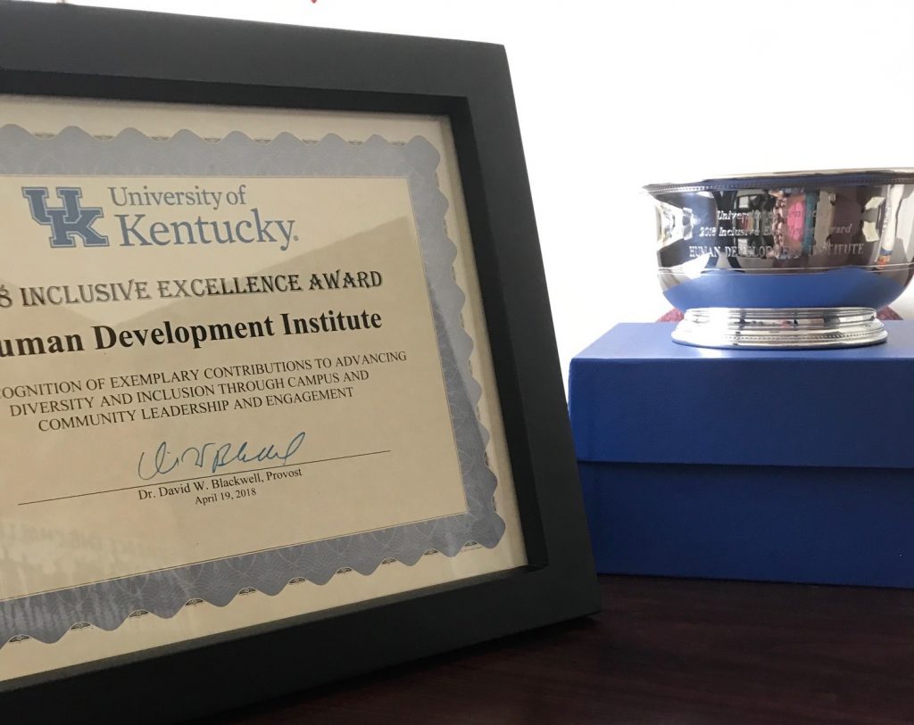 Inclusion Award plaque on desk