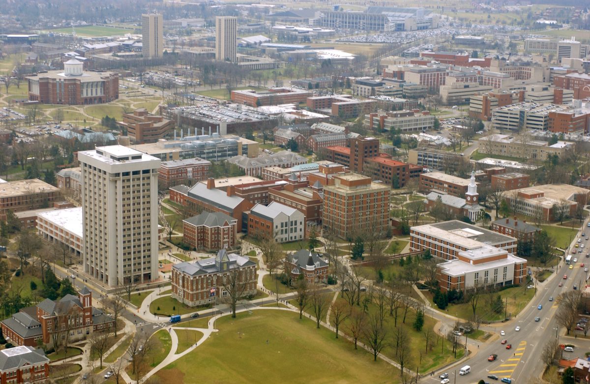 Aerial view of UK campus.