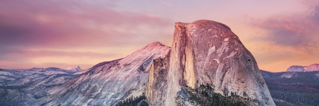 Sunset horizon with bare rock formations